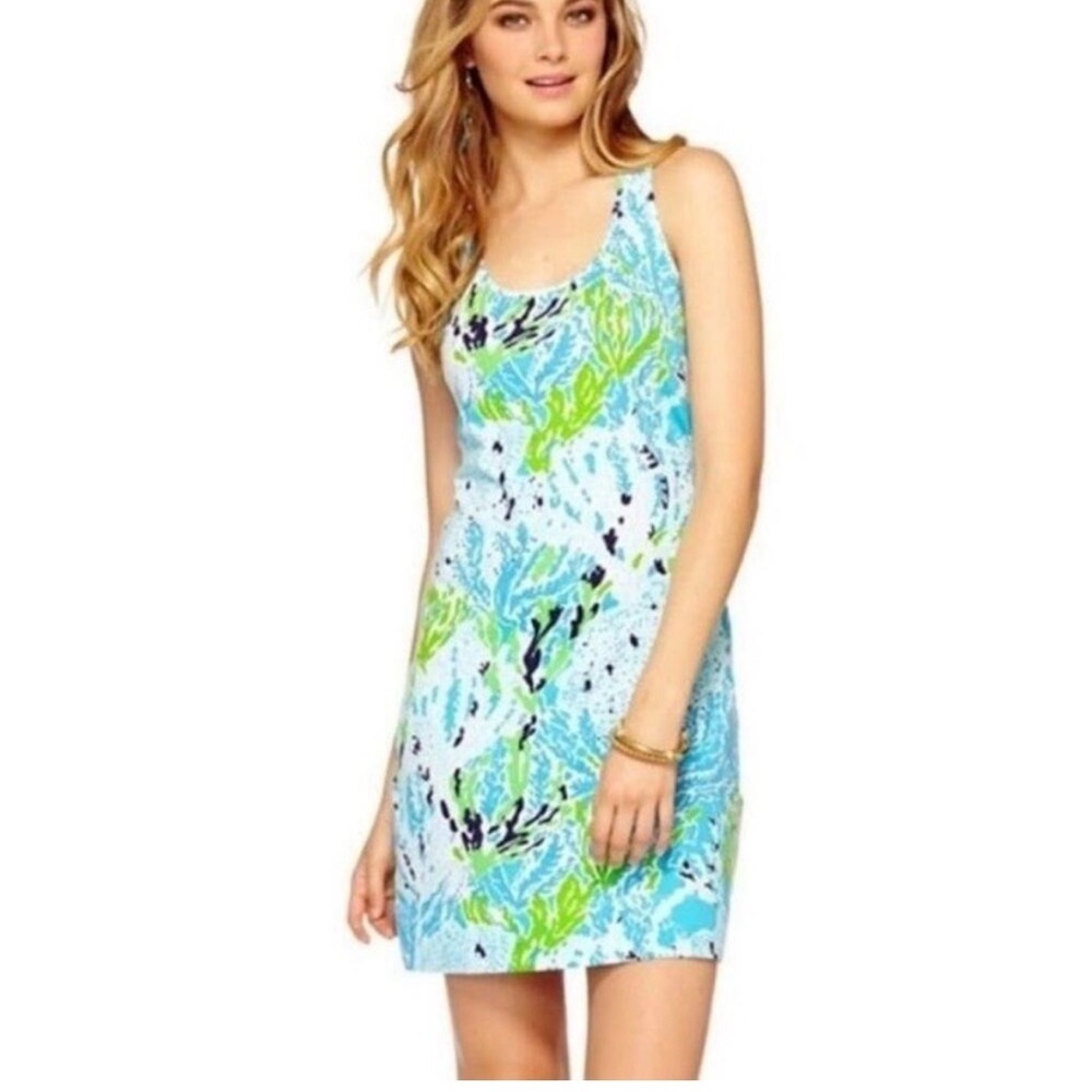 Lilly Pulitzer Cordon Racerback Dress Let's Cha Cha Print Womens Size Large Pima